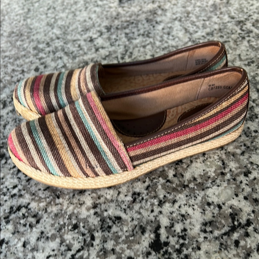 B.O.C. Striped Espadrille Flats. Size 6